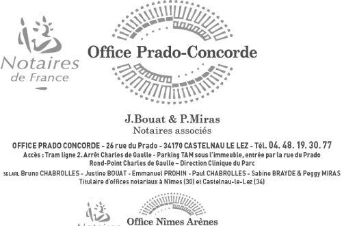 NOTAIRES  Maîtres Peggy MIRAS et Justine BOUAT  Office Prado Concorde